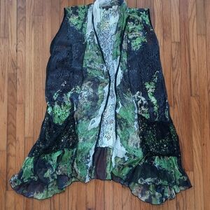Alberto Makali Green and Black Scarf Wrap